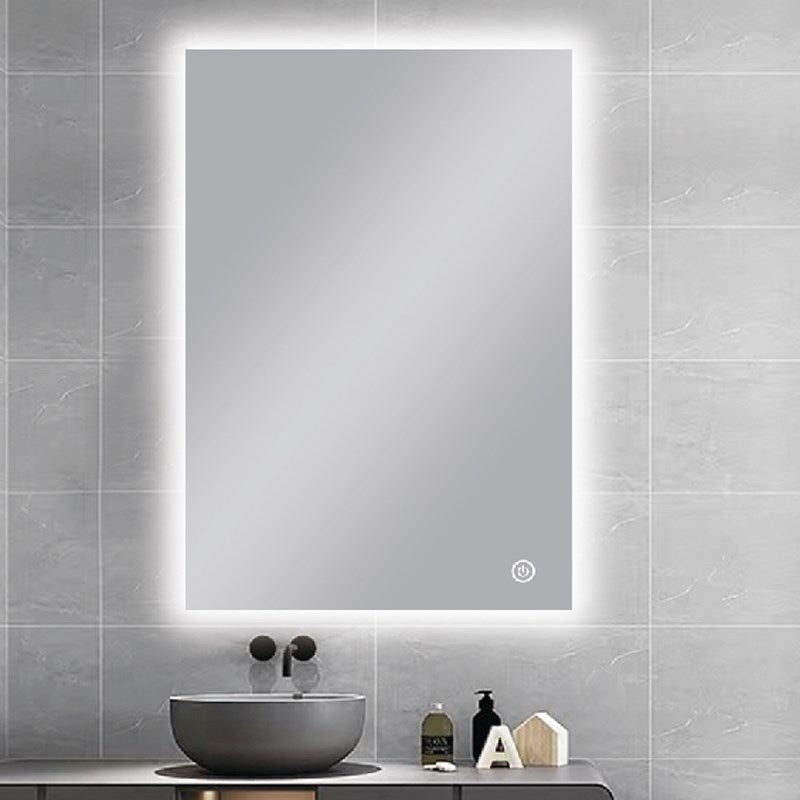 Carysil Sharpe Edged 3 Color Lighting Backlit LED Mirror Touch Sensor Switch Defogger Pad 600*750mm