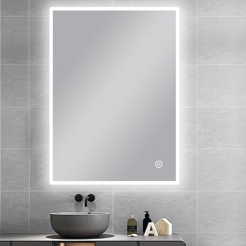 Carysil Square Round Edged 3 Color Lighting Frontlit LED Mirror Touch Sensor Switch Defogger Pad 600*750mm