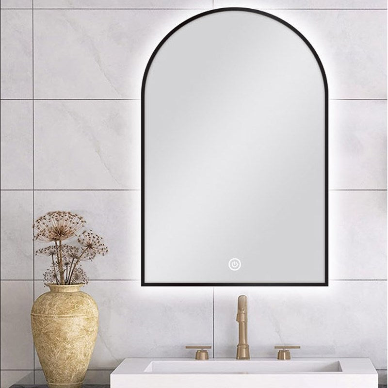 Carysil Arch 3 Color Lighting Framed LED Mirror Touch Sensor Switch Defogger Pad 600*900mm