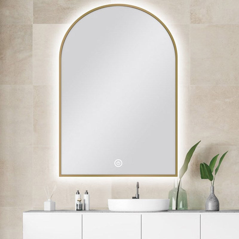 Carysil Arch 3 Color Lighting Framed LED Mirror Touch Sensor Switch Defogger Pad 600*900mm
