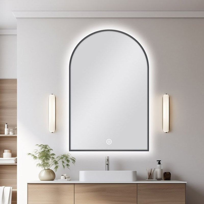 Carysil Arch 3 Color Lighting Gun Metal Framed LED Mirror Touch Sensor Switch Defogger Pad 600*900mm