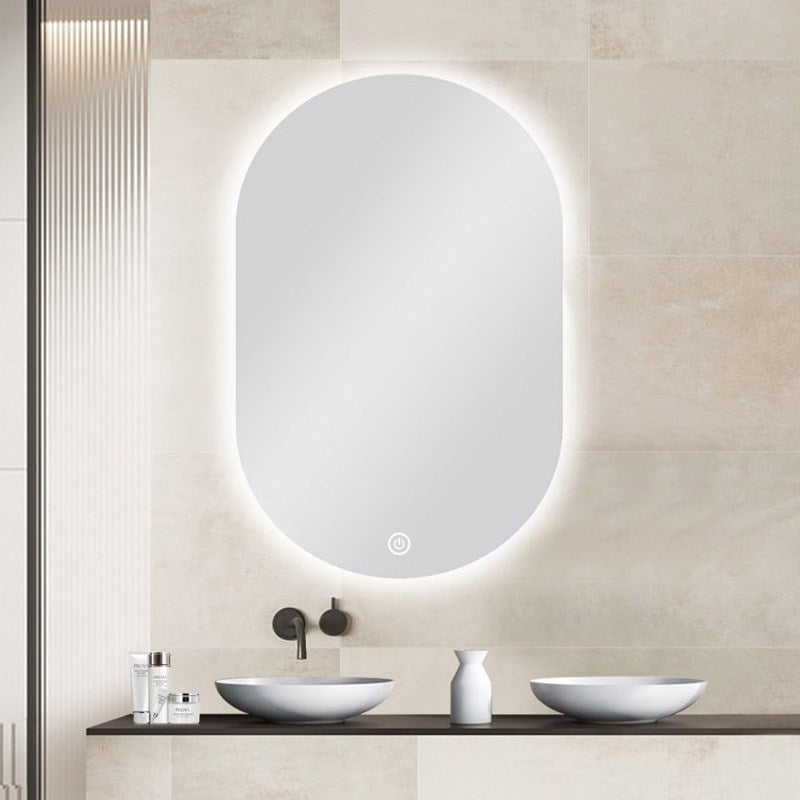 Carysil Oval 3 Color Lighting Backlit LED Mirror Touch Sensor Switch Defogger Pad 600*900mm