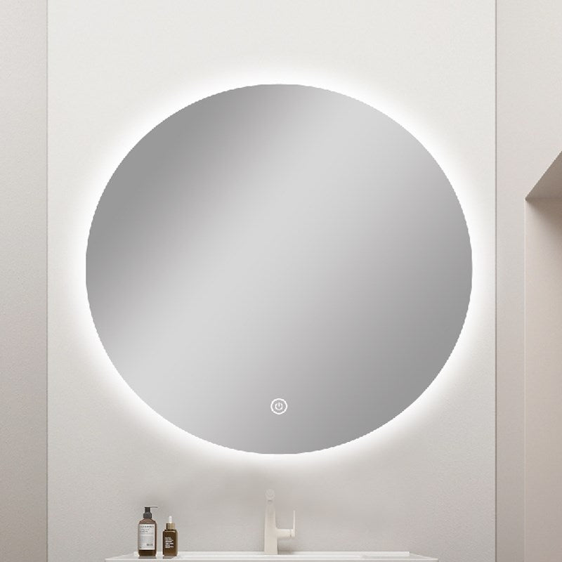 Carysil Round 3 Color Lighting Backlit LED Mirror Touch Sensor Switch Defogger Pad Wall Mounted 600mm