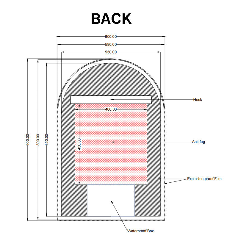 Carysil Arch 3 Color Lighting Backlit LED Mirror Touch Sensor Switch Defogger Pad 600*900mm