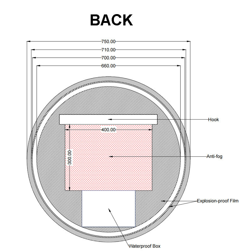 Carysil Round 3 Color Lighting Frontlit LED Mirror Touch Sensor Switch Defogger Pad 750mm