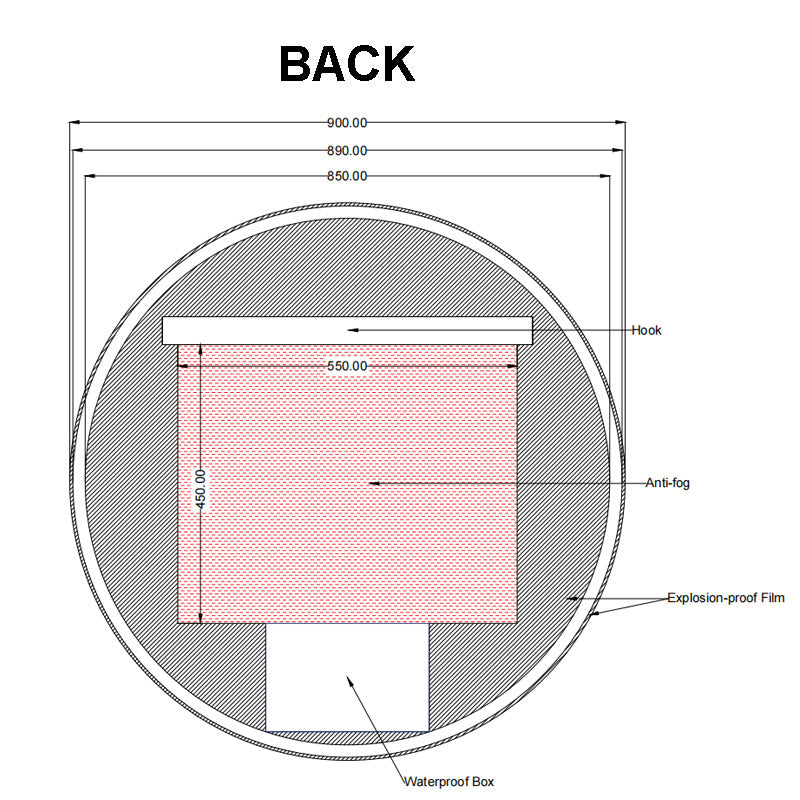 Carysil Round 3 Color Lighting Backlit LED Mirror Touch Sensor Switch Defogger Pad 900mm