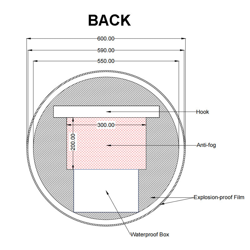Carysil Round 3 Color Lighting Backlit LED Mirror Touch Sensor Switch Defogger Pad Wall Mounted 600mm