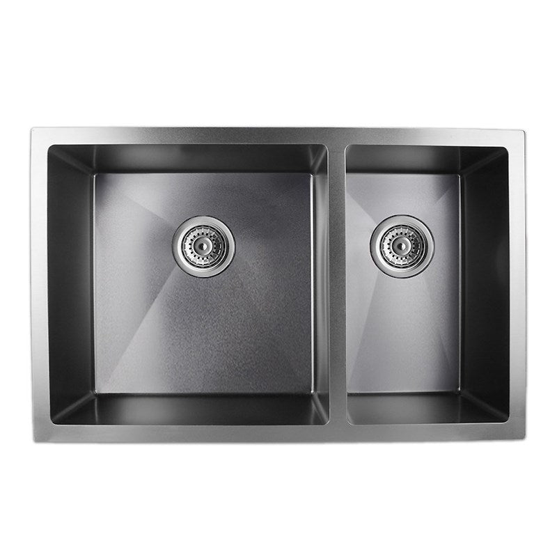 Dark Stainless Steel 1 & 1/2 Bowl Kitchen Sink 710x450x205mm