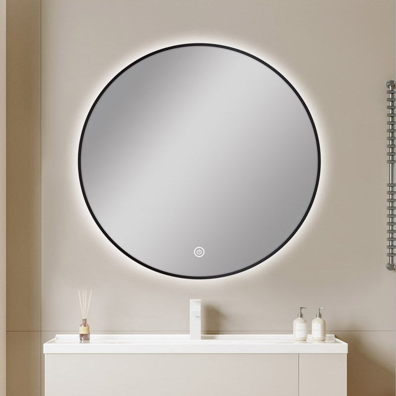 Carysil Round 3 Color Lighting Framed LED Mirror Touch Sensor Switch Defogger Pad 750mm