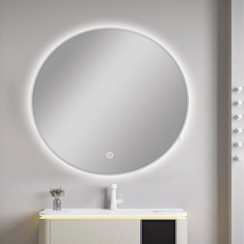 Carysil Round 3 Color Lighting Framed LED Mirror Touch Sensor Switch Defogger Pad 750mm
