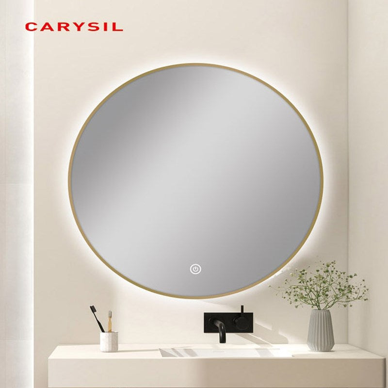 Carysil Round 3 Color Lighting Framed LED Mirror Touch Sensor Switch Defogger Pad 750mm