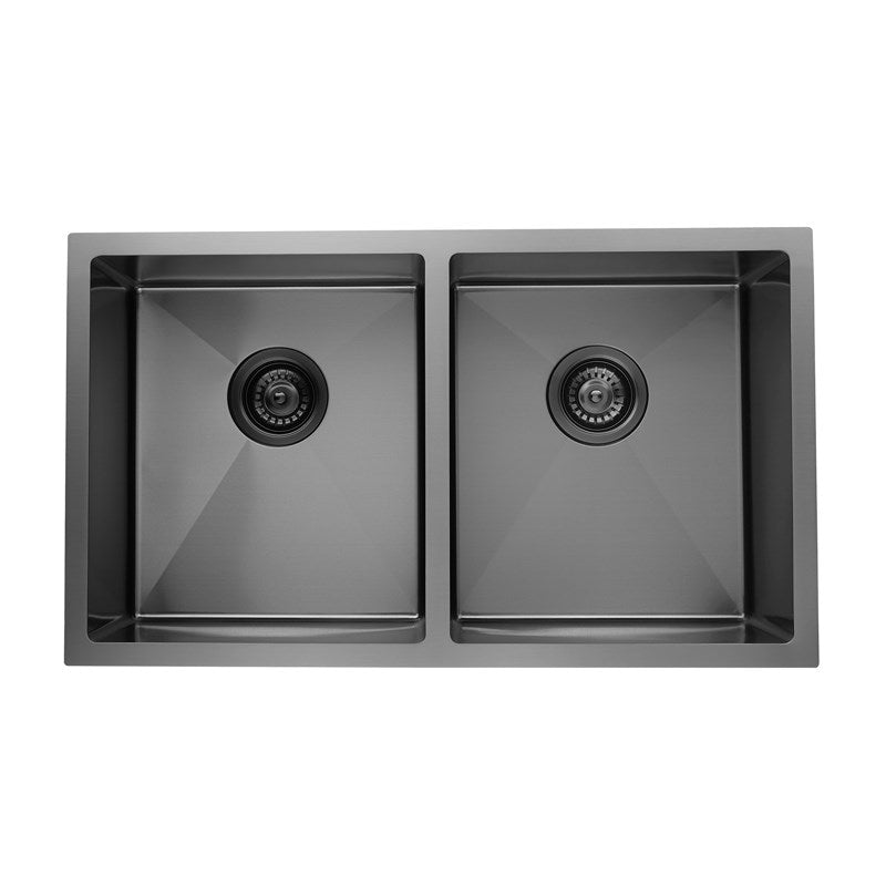 Gun Metal Stainless Steel Double Bowl Kitchen Sink 770x450x215mm