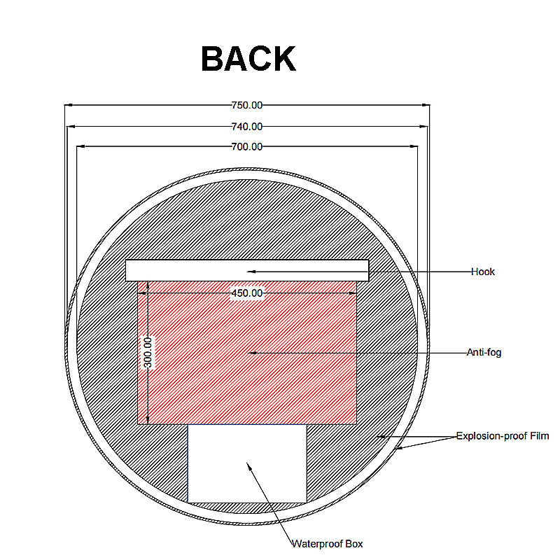 Carysil Round 3 Color Lighting Backlit LED Mirror Touch Sensor Switch Defogger Pad 750mm