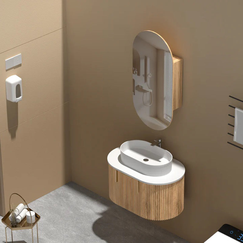 Carysil Noble 450x900mm Walnut Oval Shaving Cabinet