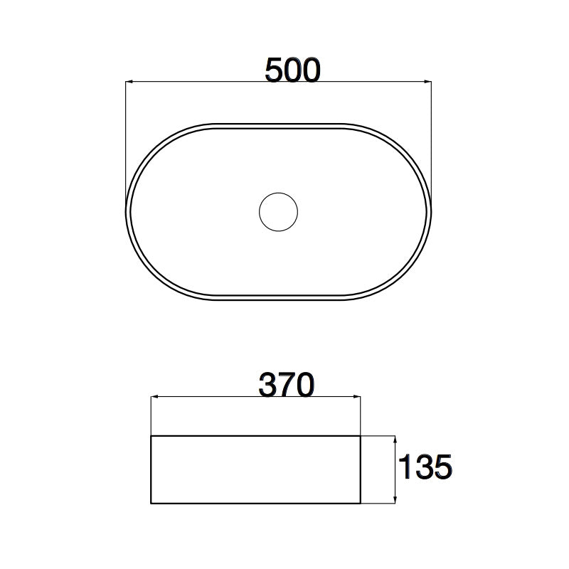 Matte Above Counter Basin 520x370x135mm