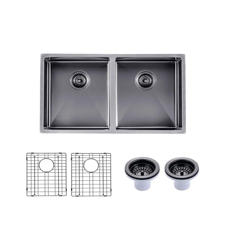Stainless Steel PVD Double Bowl Kitchen Sink 820x457x230mm