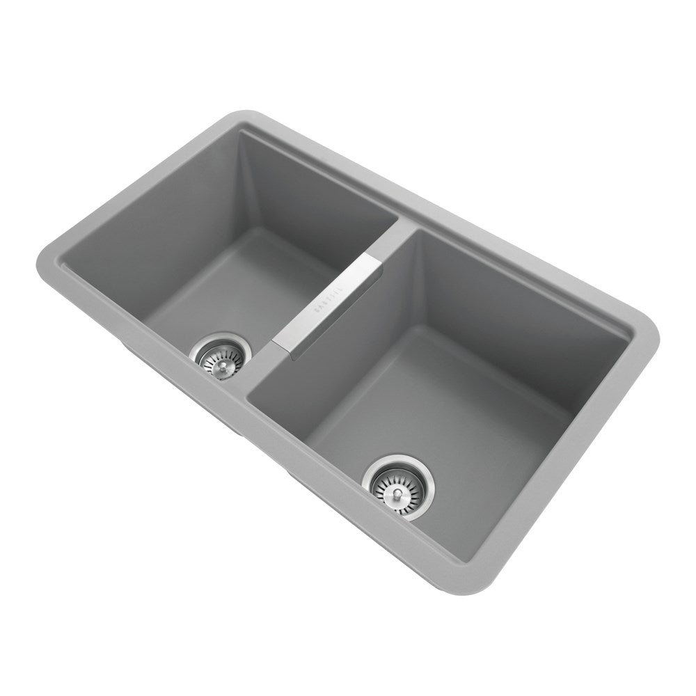 Concrete Carysil Granite Double Bowl Kitchen Sink 824x481x241mm
