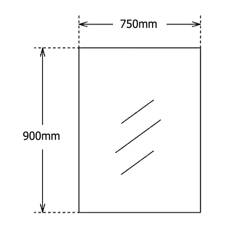 Pencil Edge Rectangle Plain Mirror 900x750mm