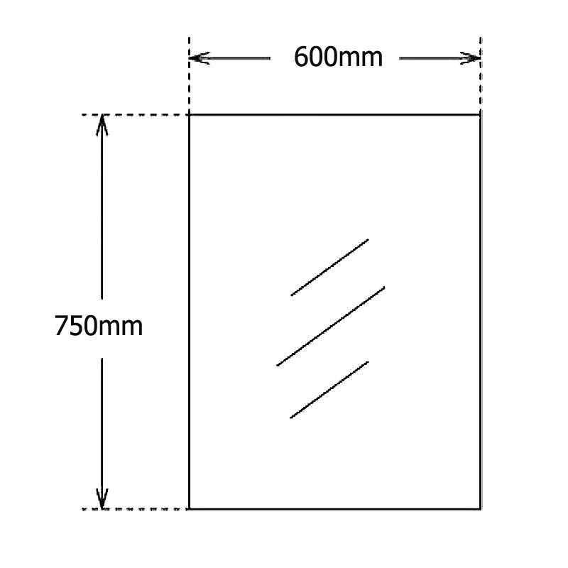 Pencil Edge Rectangle Plain Mirror 750x600mm