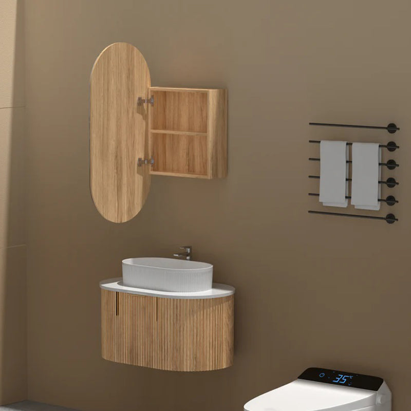 Carysil Noble 450x900mm Walnut Oval Shaving Cabinet
