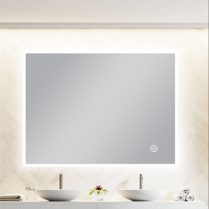 Carysil Square Round Edged 3 Color Lighting Frontlit LED Mirror Touch Sensor Switch Defogger Pad 900*750mm