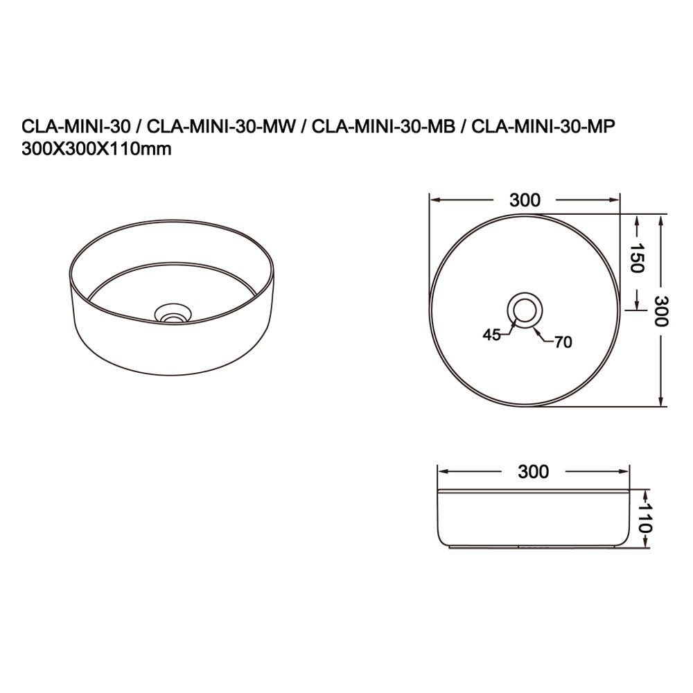 Above Counter Basin 300x300x110mm