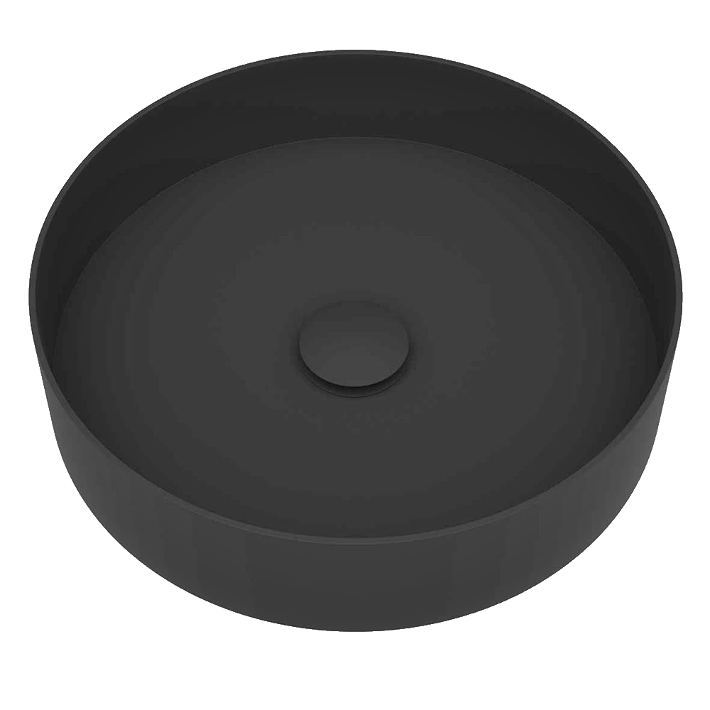 Round Stainless Steel Basin Matt Black