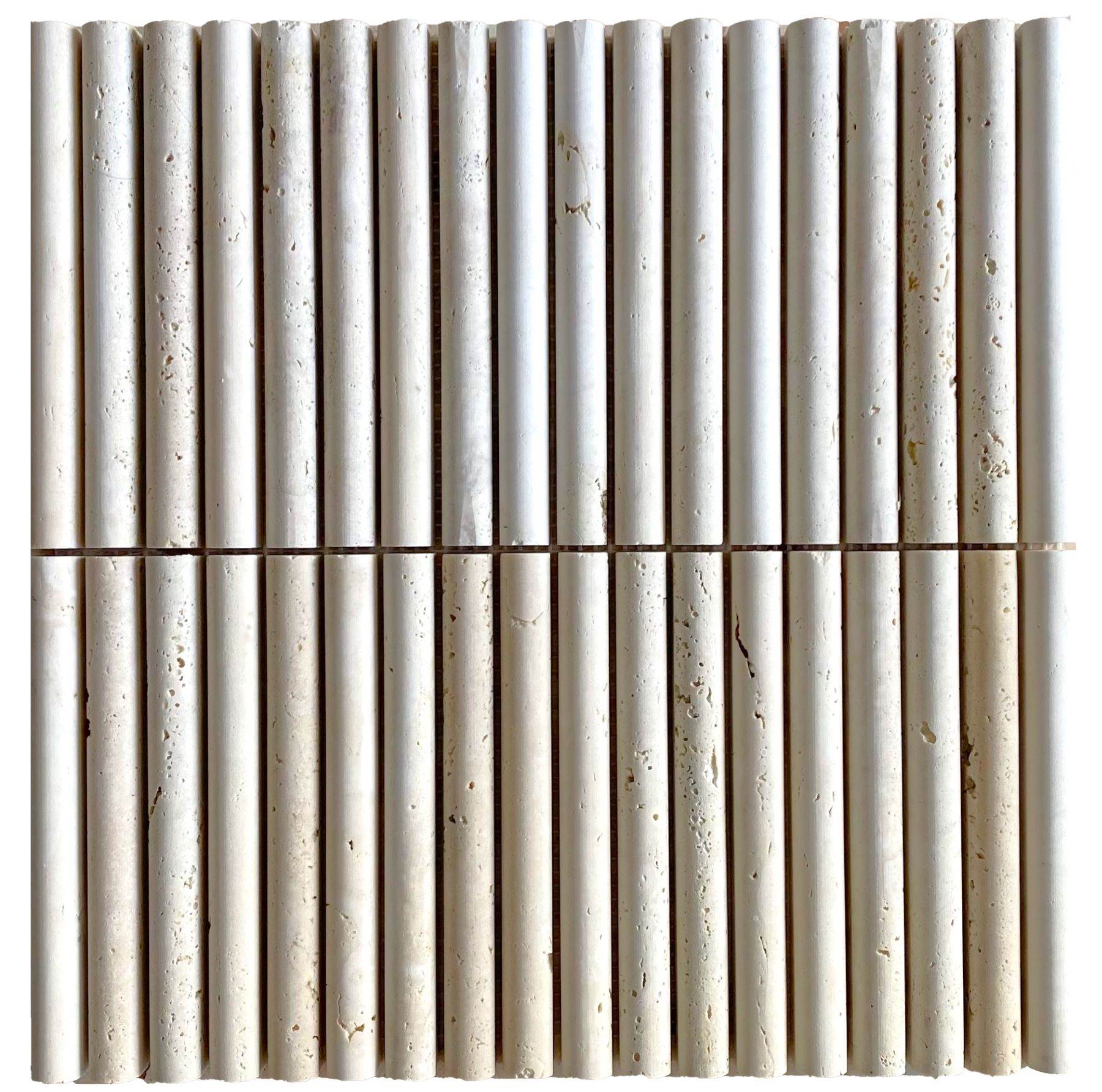 | Crema Travertine | Flute Mini Bamboo Honed 15x151x17 Sheet 305x305