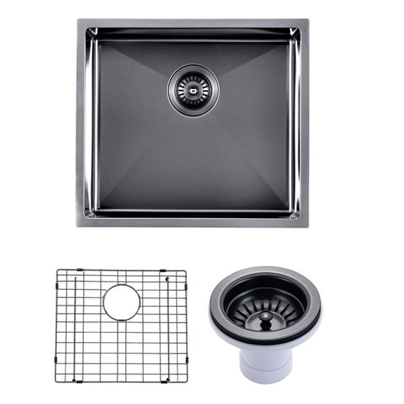 Gunmetal Stainless Steel PVD Single Bowl Kitchen Sink 500x440x230mm