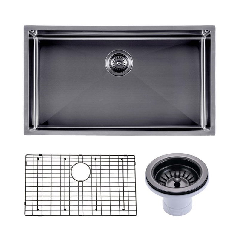 Gunmetal Stainless Steel PVD Single Bowl Kitchen Sink 762x457x254mm
