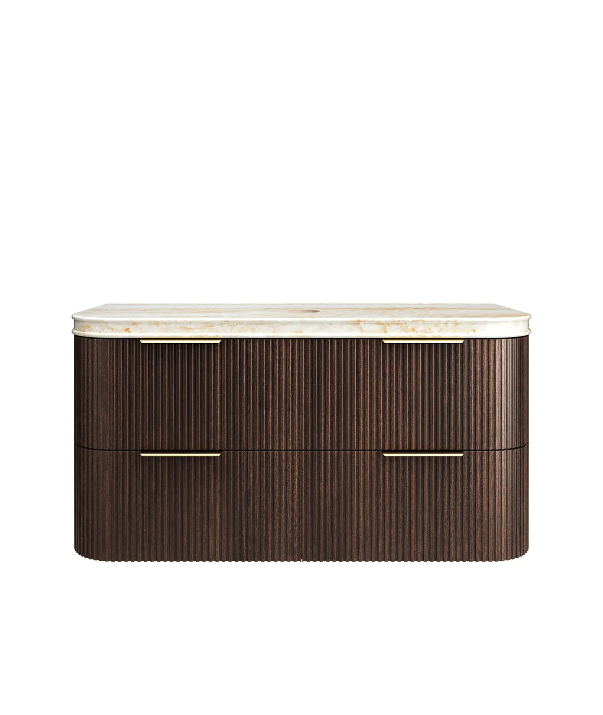 Havana Fluted 1200mm Sable Walnut Wall Hung Curve Vanity — Cabinet Only
