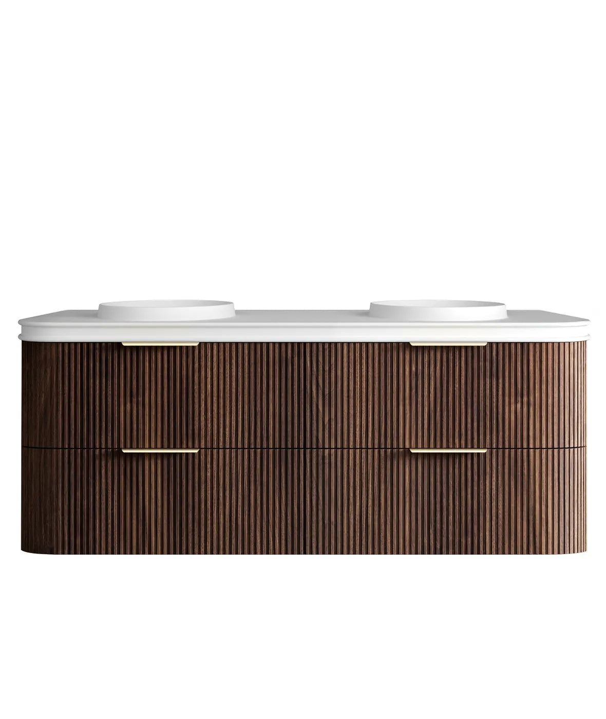 Havana Fluted 1500mm Sable Walnut Wall Hung Curve Vanity