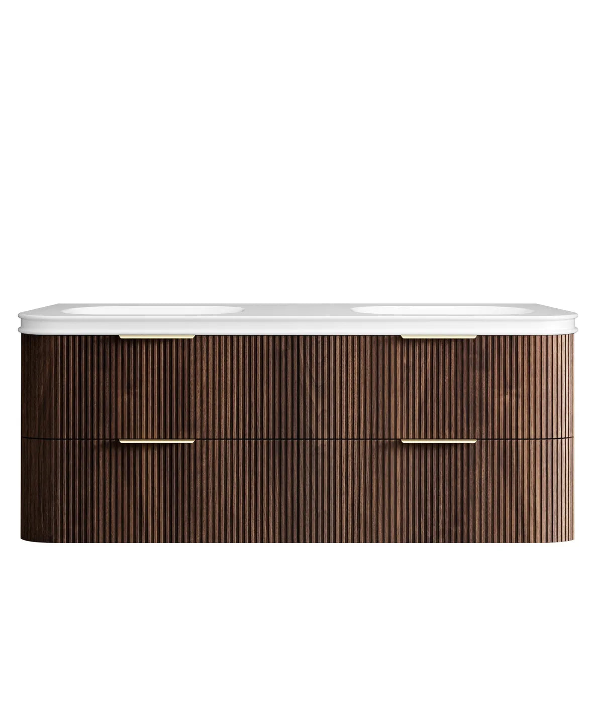 Havana Fluted 1500mm Sable Walnut Wall Hung Curve Vanity