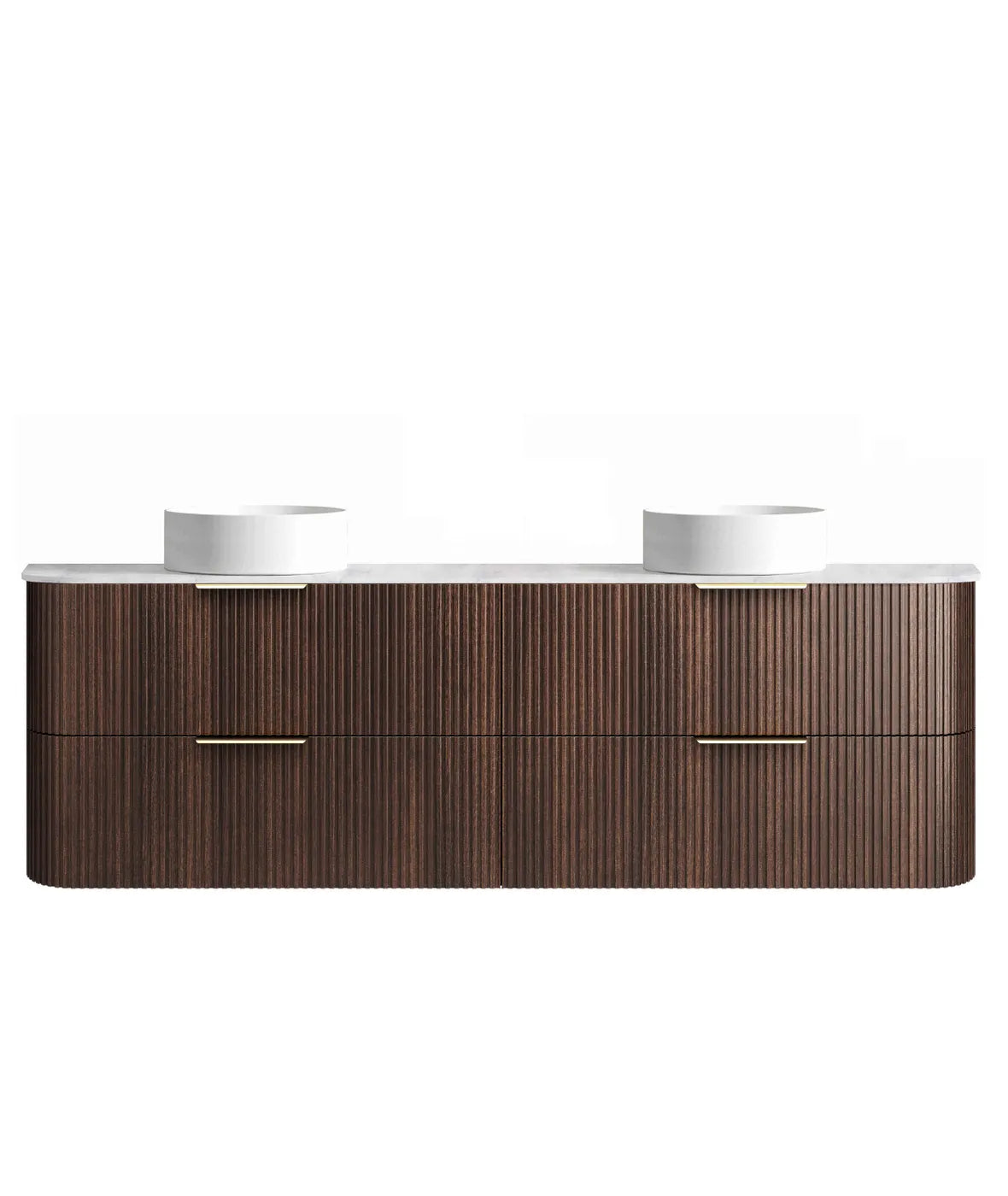 Havana Fluted 1800mm Sable Walnut Wall Hung Curve Vanity