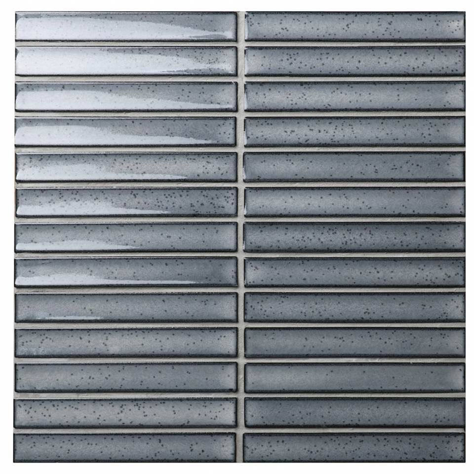 | Rakeen Concave Mosaic | Light Grey Gloss Sheet Size - 293x296mm Chip Size - 20x145mm