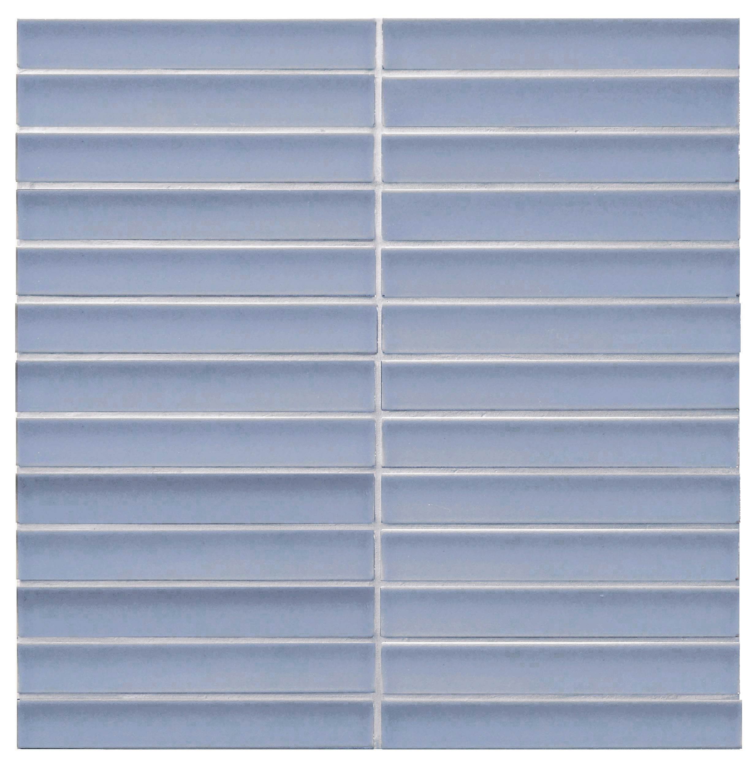 | Rakeen Concave Mosaic | Powder Blue Matt Sheet Size - 299x296mm Chip Size - 20x145mm