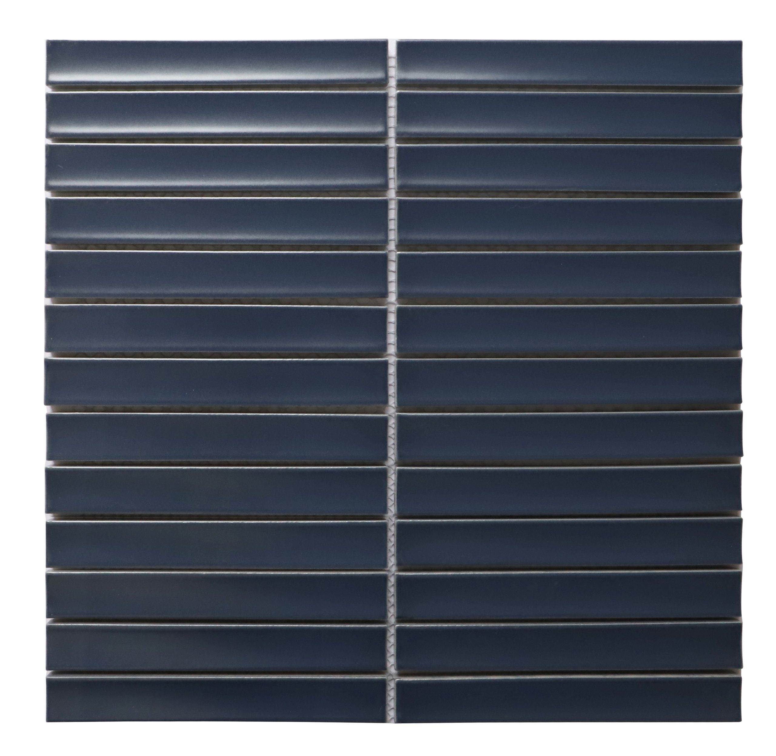 | Rakeen Concave Mosaic | Plain Midnight Matt Sheet Size - 299x296mm Chip Size - 20x145mm