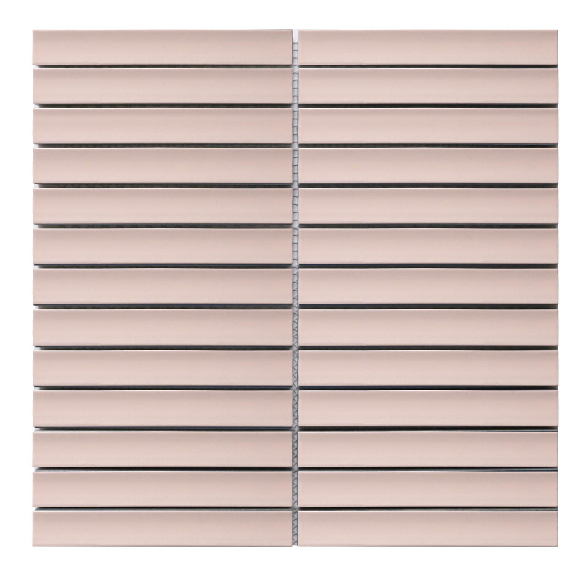 | Rakeen Concave Mosaic | Plain Pink Matt Sheet Size - 299x296mm Chip Size - 20x145mm
