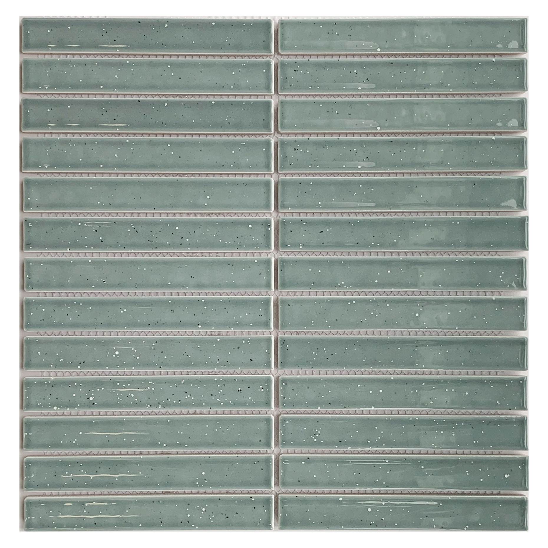 | Rakeen Concave Mosaic | Steel Gloss Sheet Size - 299x296mm Chip Size - 20x145mm