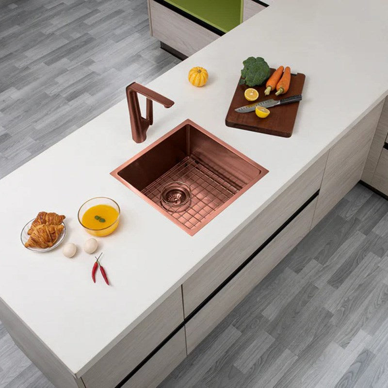 Copper Stainless Steel PVD Single Bowl Kitchen Sink 440x440x205mm