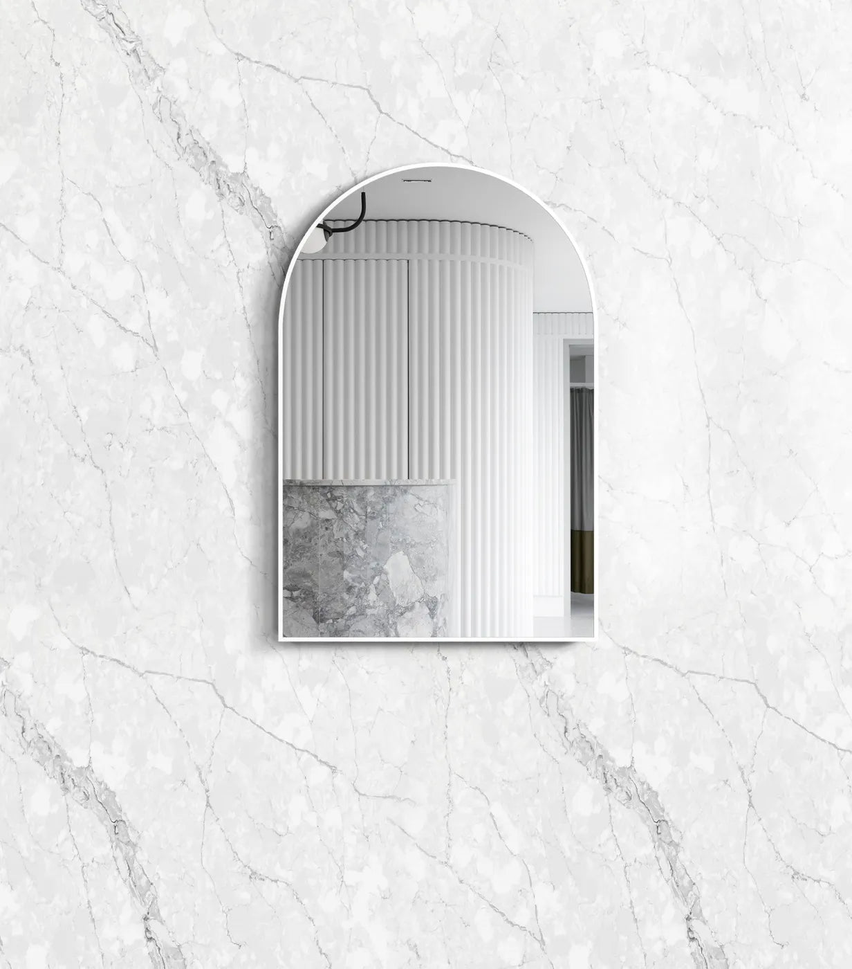 Archie 900(H)x600(W) White Metal Framed Tuffi Mirror