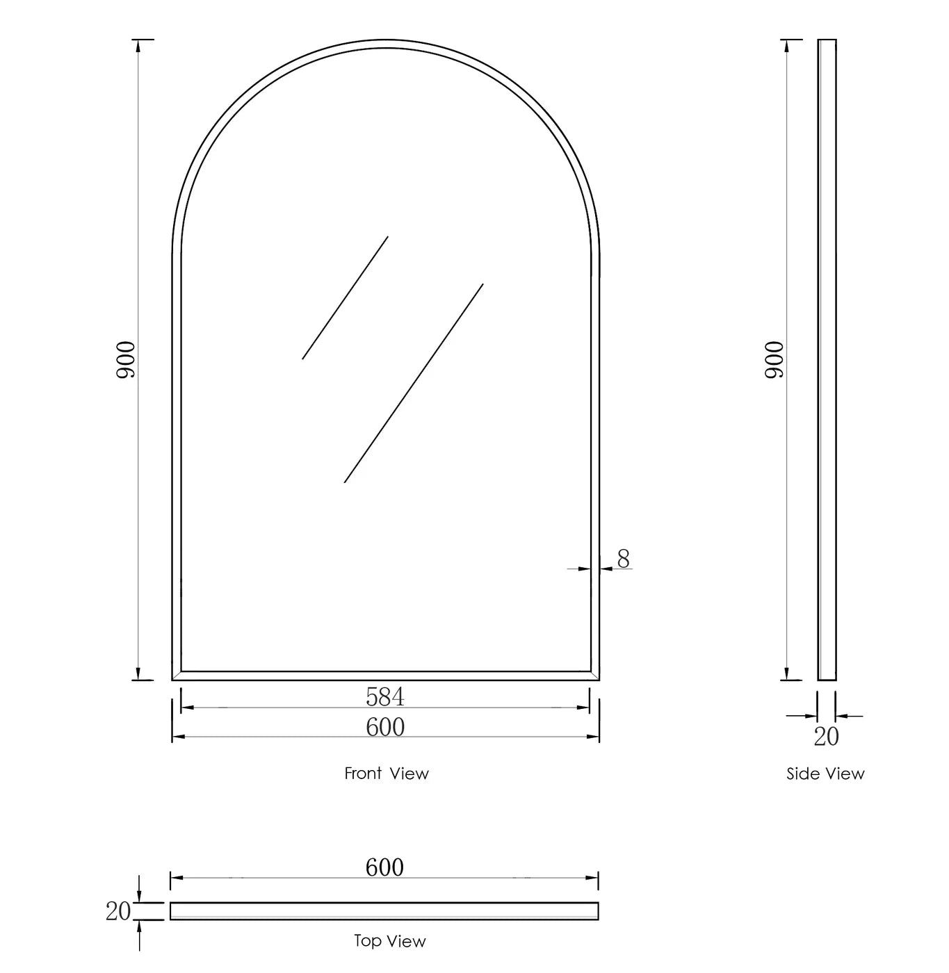 Archie 900(H)x600(W) Gold Metal Framed Tuffi Mirror