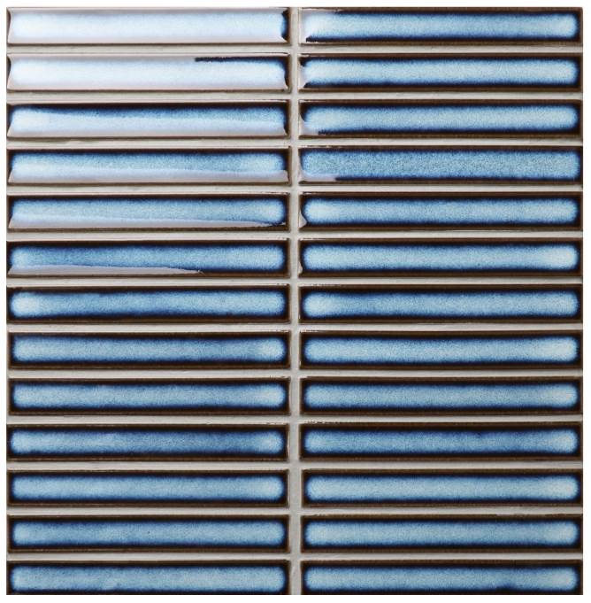 | Rakeen Concave Mosaic | Blue Gloss Sheet Size - 293x296mm Chip Size - 20x145mm