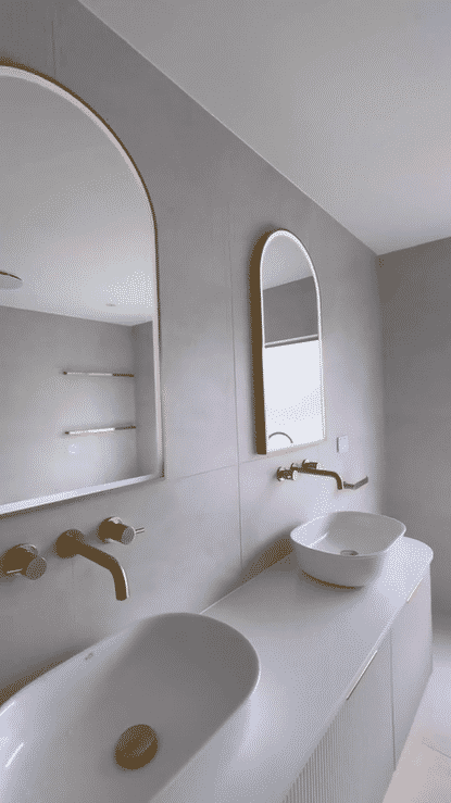 Bondi 1800mm Satin White Fluted Wall Hung Curve Vanity