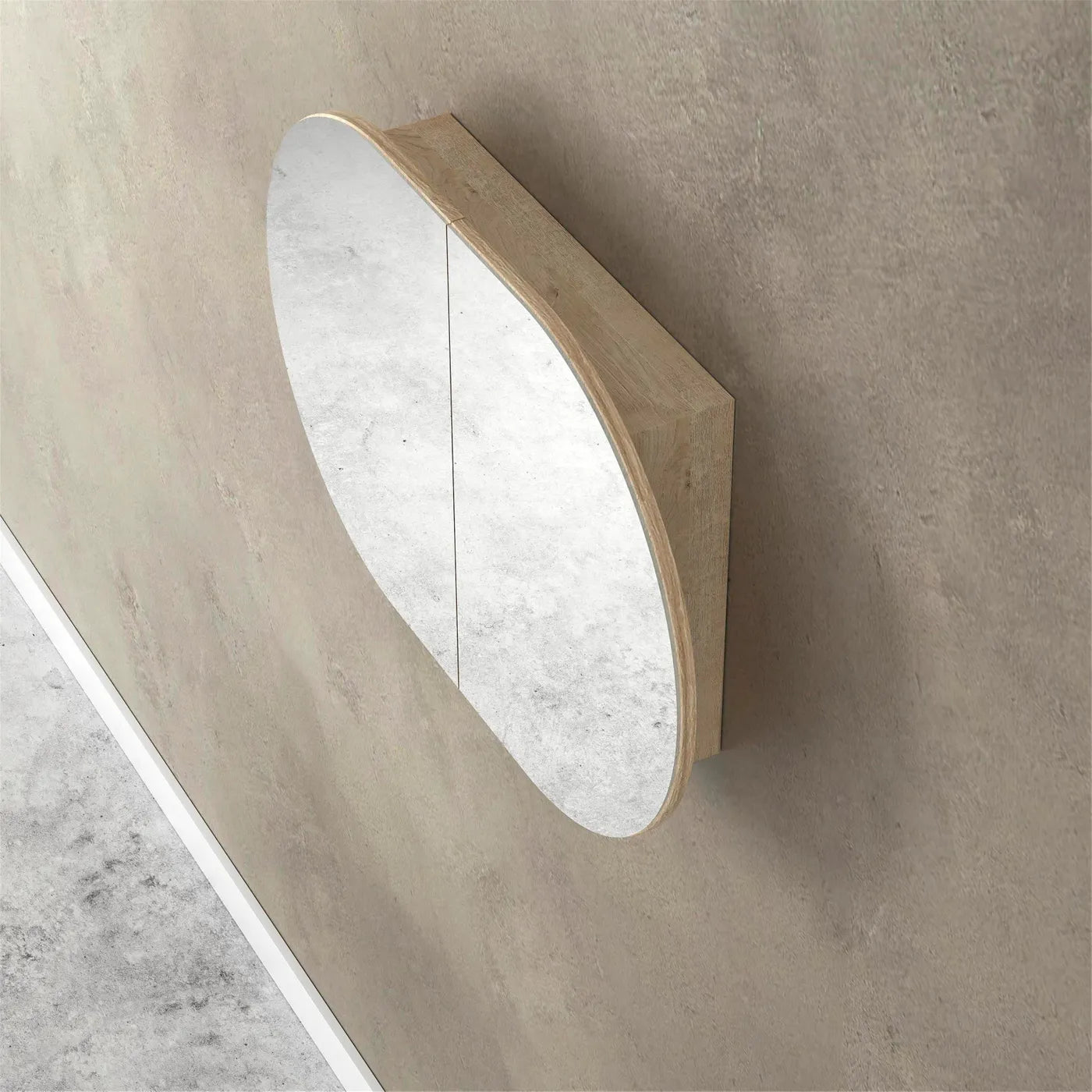 Bondi 900mm Natural Oak Shaving Cabinet | Wall Mounted Mirror Cabinet with Storage