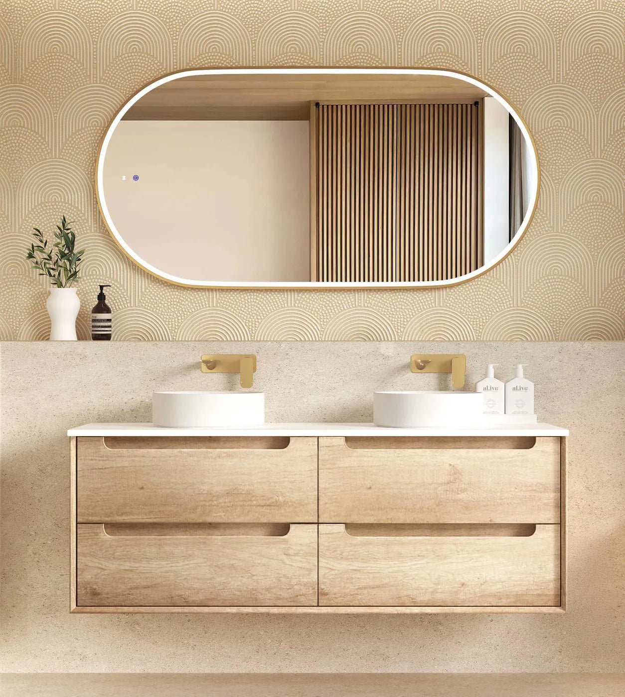 Byron 1500mm Natural Oak Wall Hung Vanity