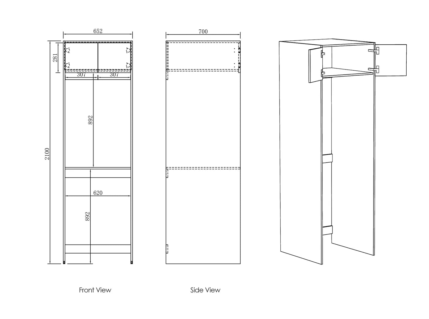 Hampshire Laundry 2100 White Tall Washing Machine Cabinet