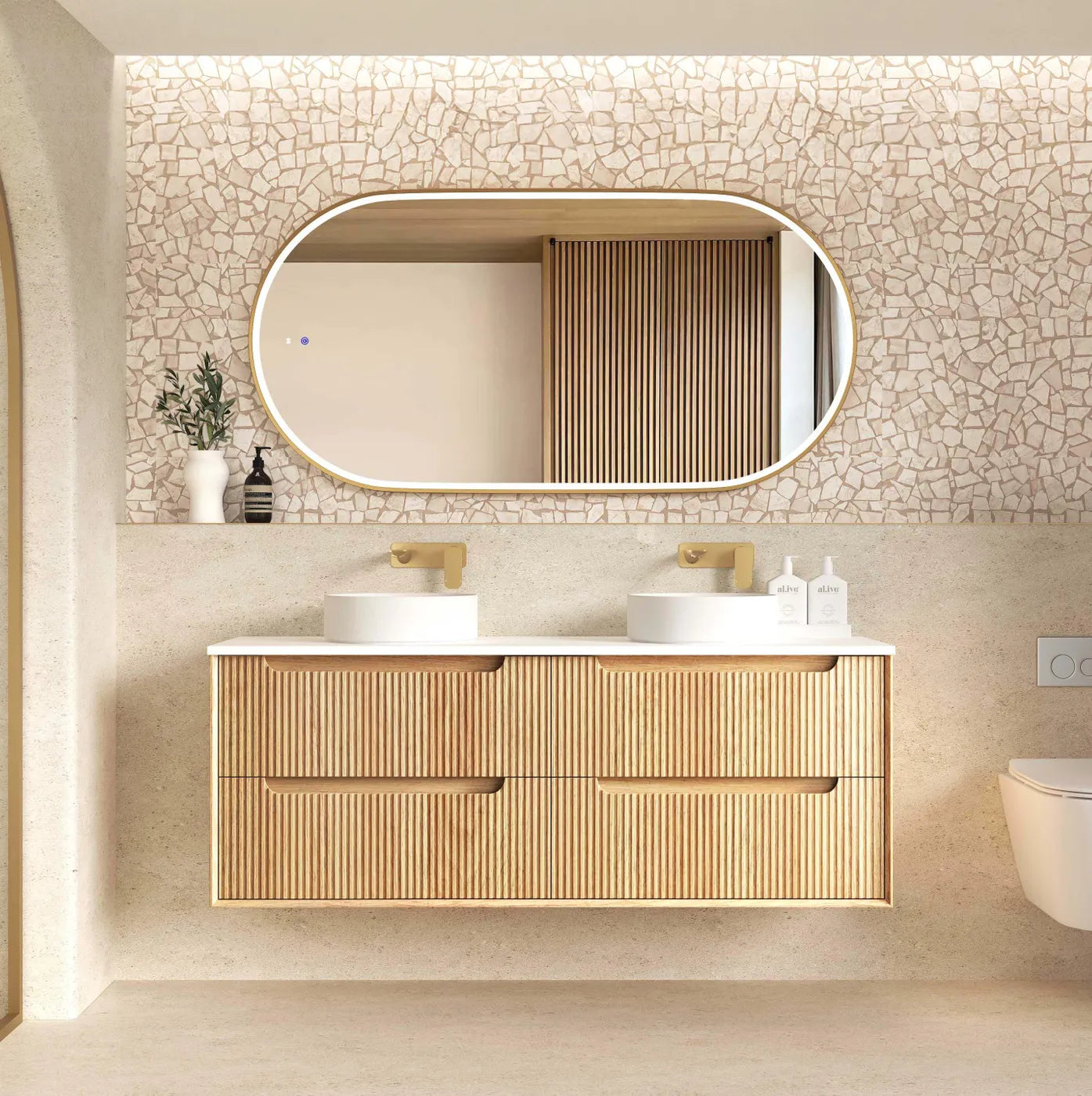 Byron Fluted 1500mm Woodland Oak Wall Hung Vanity