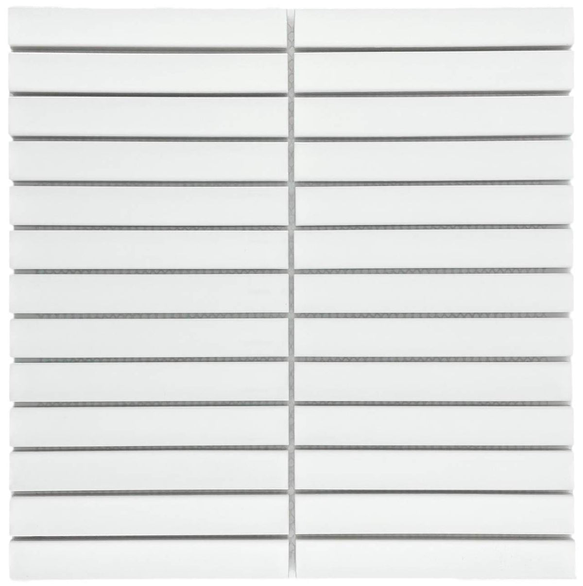 | Rakeen Concave Mosaic | Plain White Gloss Sheet Size - 299x296mm Chip Size - 20x145mm
