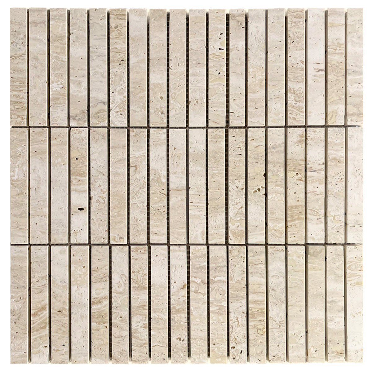 Crema Travertine Finger Mosaic Honed 15x98 Sheet 305x305